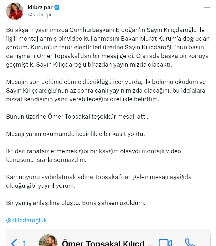 Kılıçdaroğlu'ndan Kübra Par'a: "Gazeteci, gazeteciliği tam yapmalı." - Resim : 1