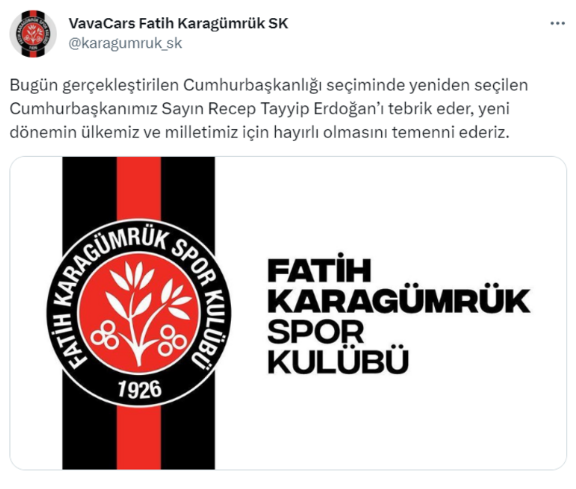 Kulüplerden Erdoğan'a tebrik mesajı - Resim : 8