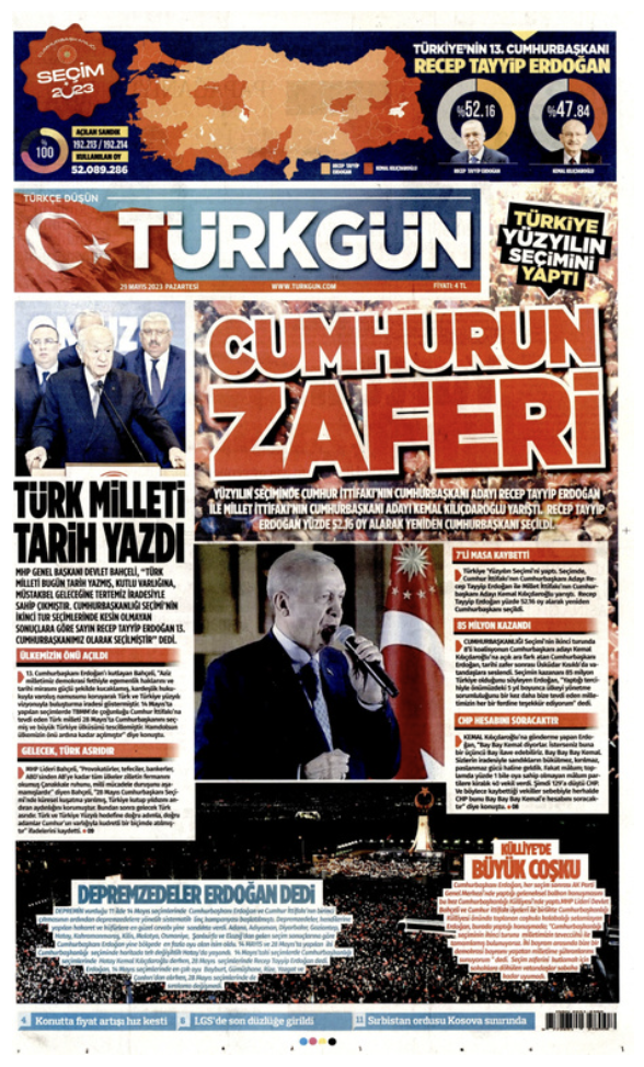 Erdoğan'ın yeniden Cumhurbaşkanı seçilmesinin ardından gazetelerin ilk sayfaları - Resim : 11