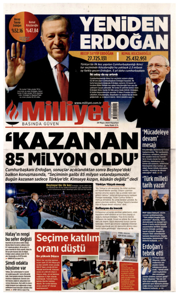 Erdoğan'ın yeniden Cumhurbaşkanı seçilmesinin ardından gazetelerin ilk sayfaları - Resim : 9