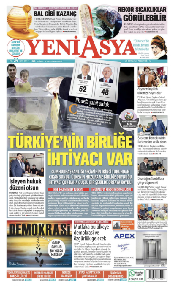 Erdoğan'ın yeniden Cumhurbaşkanı seçilmesinin ardından gazetelerin ilk sayfaları - Resim : 14