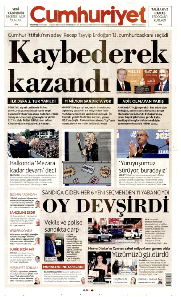 Erdoğan'ın yeniden Cumhurbaşkanı seçilmesinin ardından gazetelerin ilk sayfaları - Resim : 4