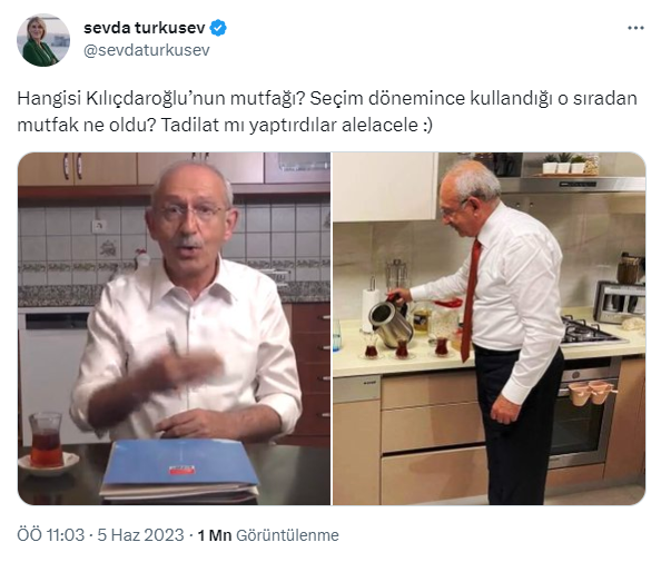 Sevda Türküsev’in tweeti… Bu bir ‘algı nasıl yapılır’ haberi… Konu: Kılıçdaroğlu’nun mutfağı - Resim : 1